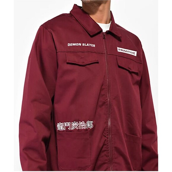 Primitive X Demon Slayer Jacket Men M Red Anime Tanjiro Zip Utility Street Skate - Picture 16 of 16